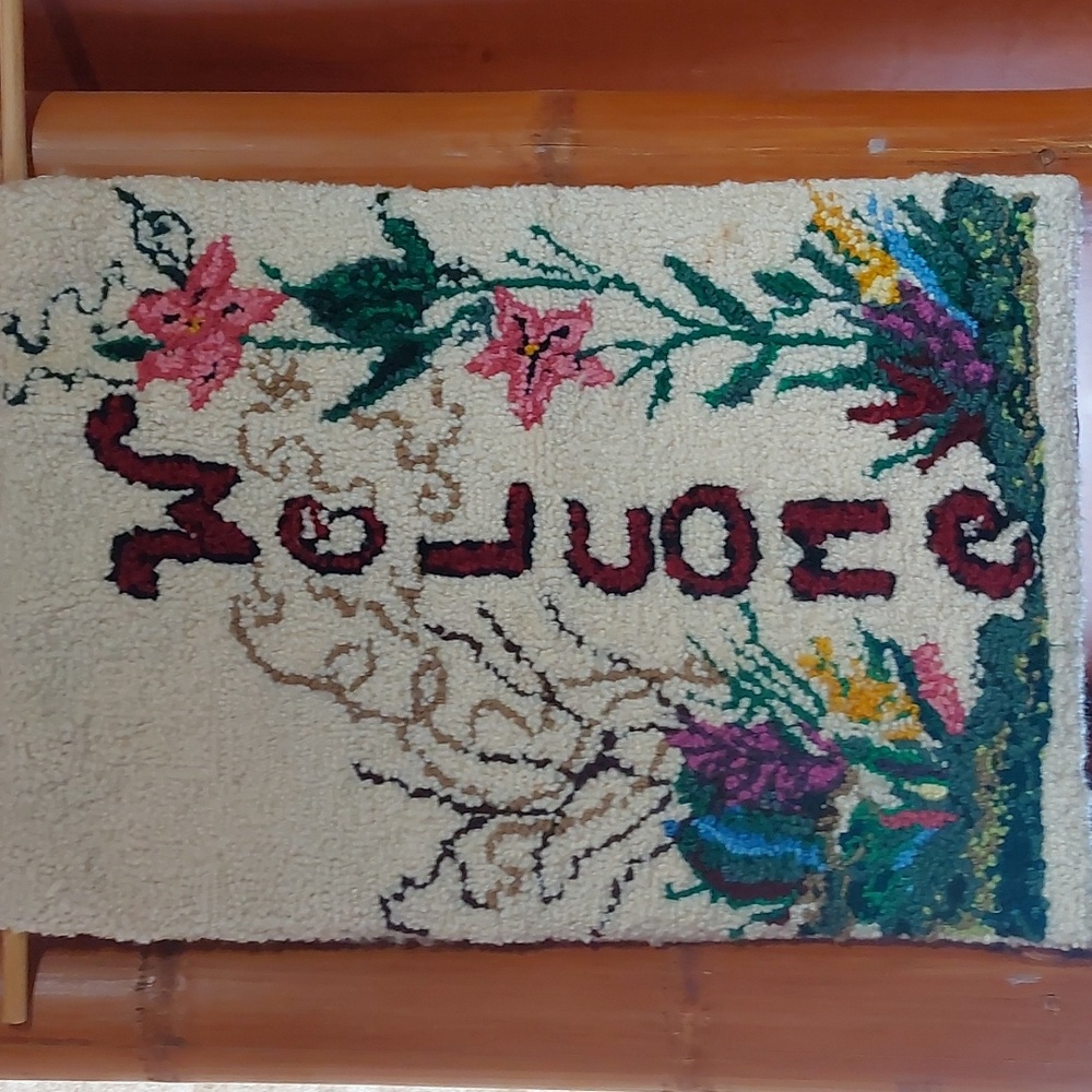 Vintage handmade hooked rug